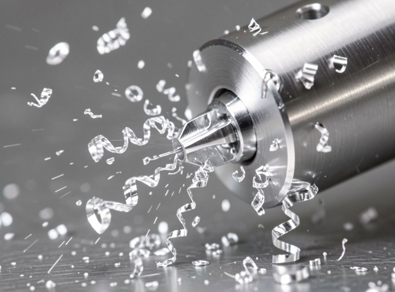 Single-flute end mill adaptive clearing aluminum with bright curled chips flying clear