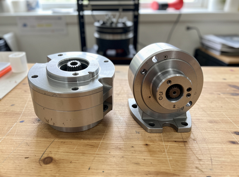 Stock brushed 775 spindle motor next to a brushless DC CNC spindle
