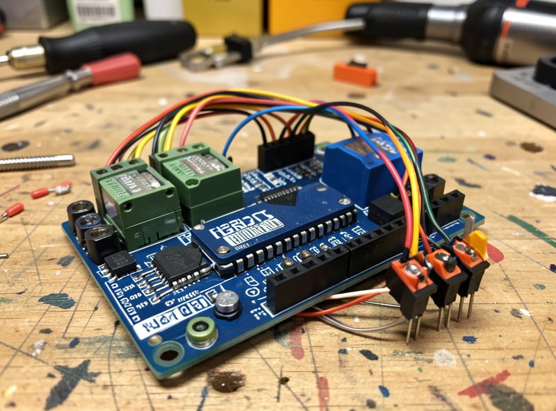 An open GRBL CNC controller board with stepper drivers and a wiring harness