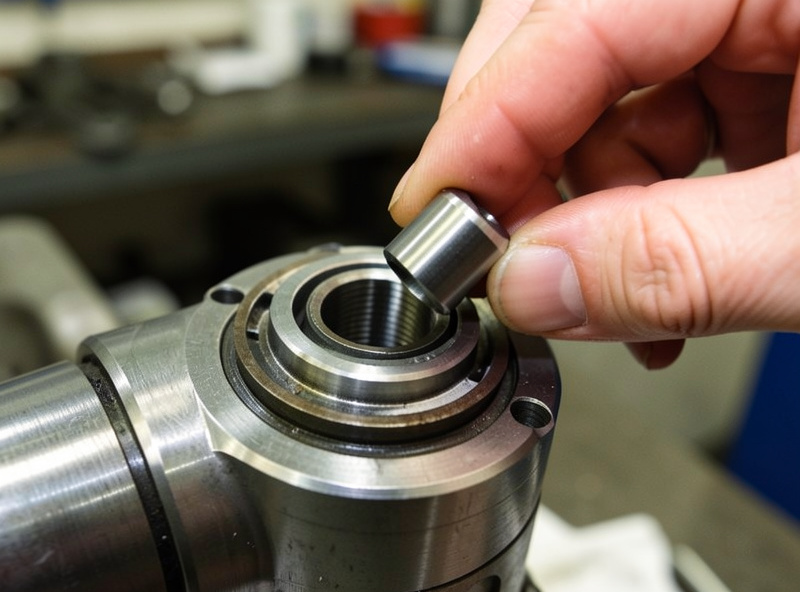 Hands snapping an ER collet into the spindle nut eccentric ring before fitting a bit
