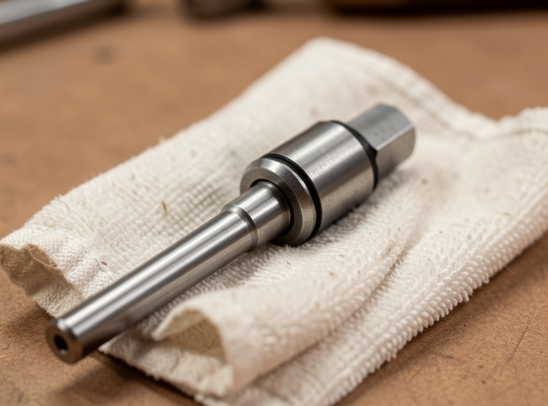 Single ER collet being wiped clean before fitting a tool shank