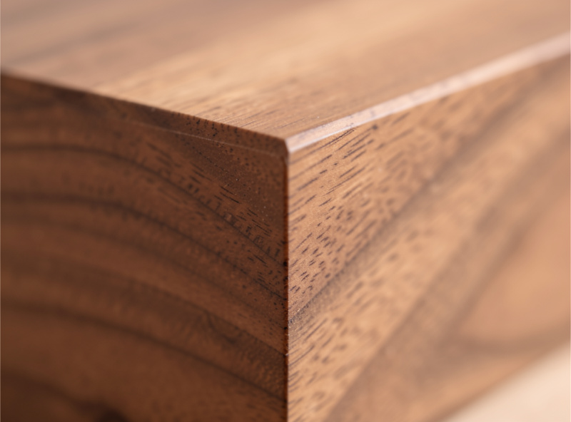 Finishing contour pass producing a smooth square wall on a machined hardwood part