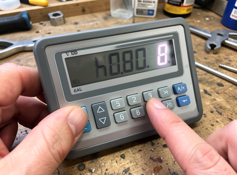 VFD parameter display showing frequency setting during CNC spindle setup